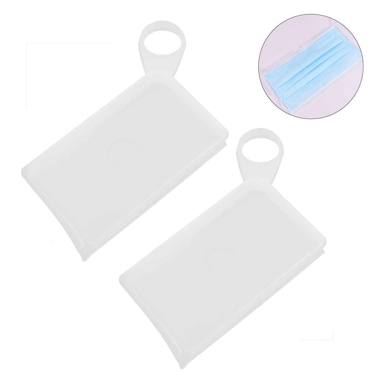 Face Mask Storage Box - 2Pcs Flat Silicone Mask Storage Box